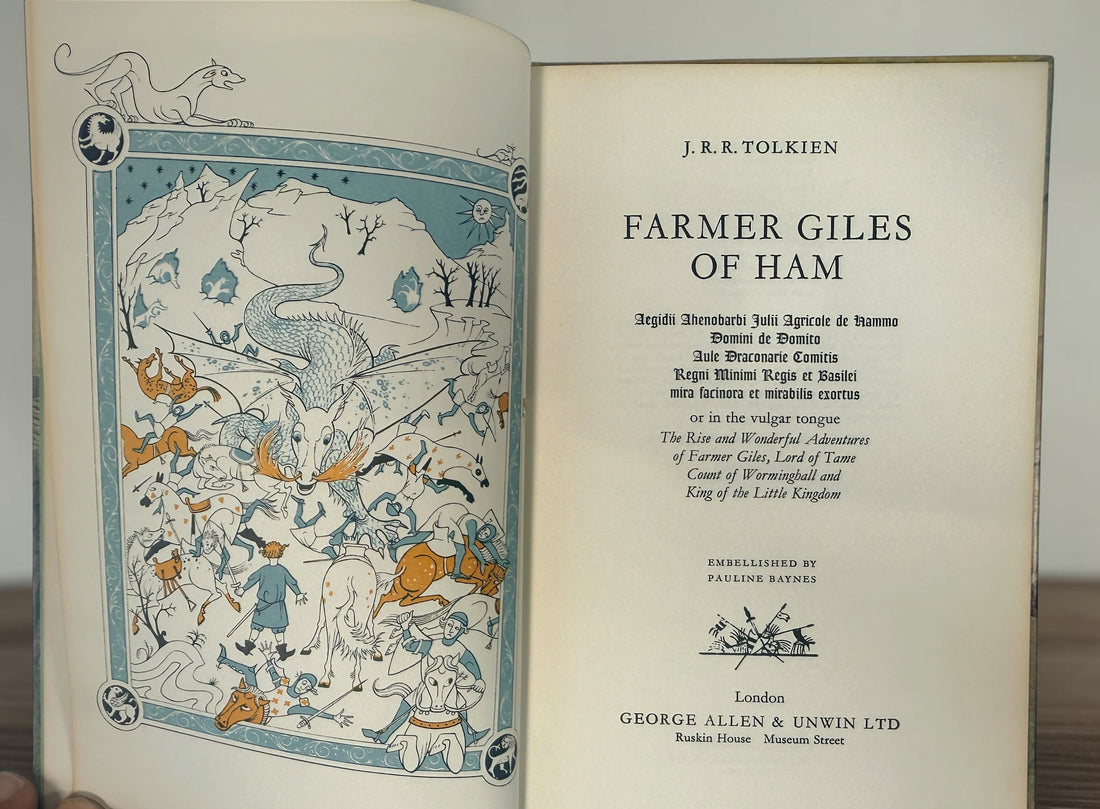 Discover Tolkien’s Farmer Giles of Ham, a 1976 illustrated hardcover with Pauline Baynes artwork. Vintage fantasy from George Allen &amp; Unwin.