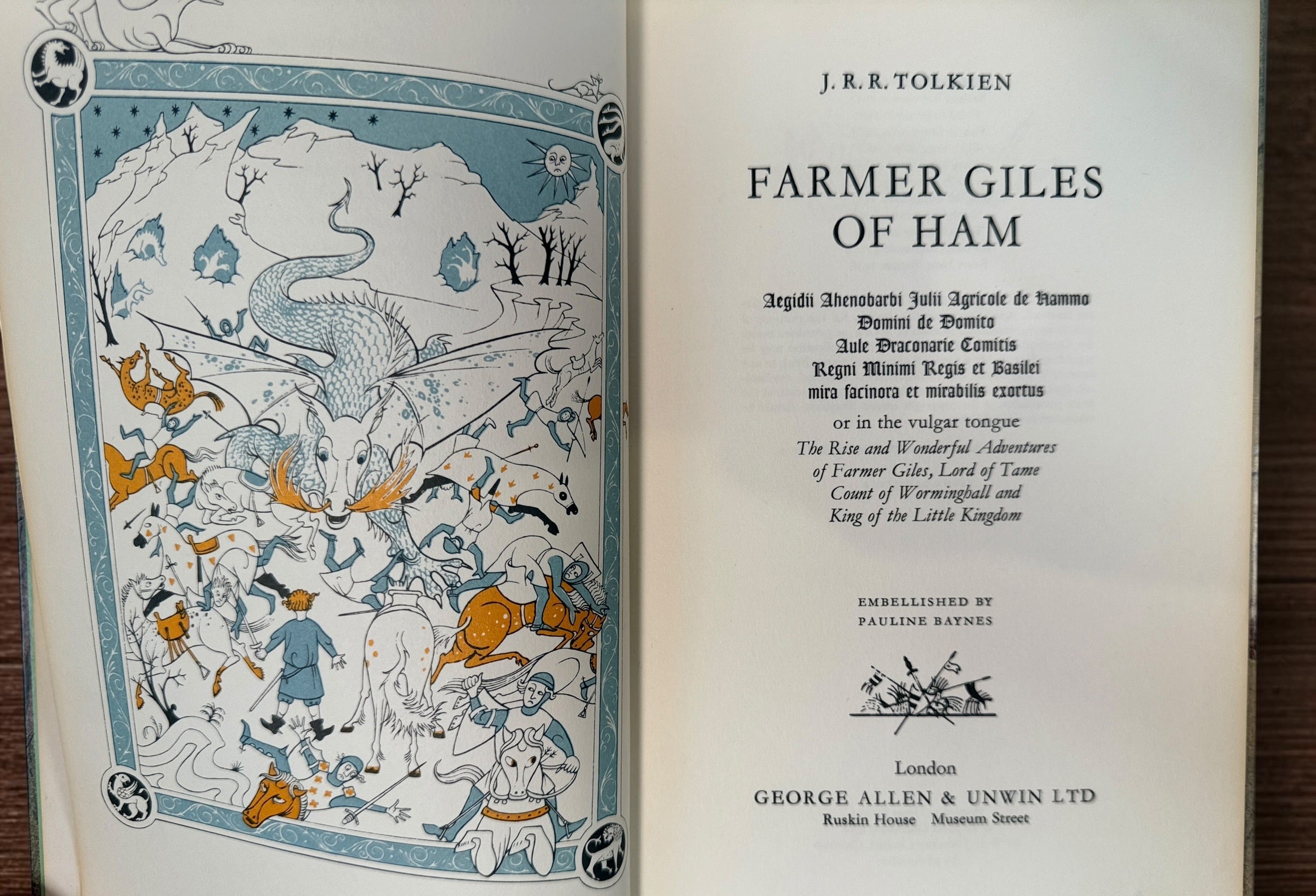Discover Tolkien’s Farmer Giles of Ham, a 1976 illustrated hardcover with Pauline Baynes artwork. Vintage fantasy from George Allen &amp; Unwin.