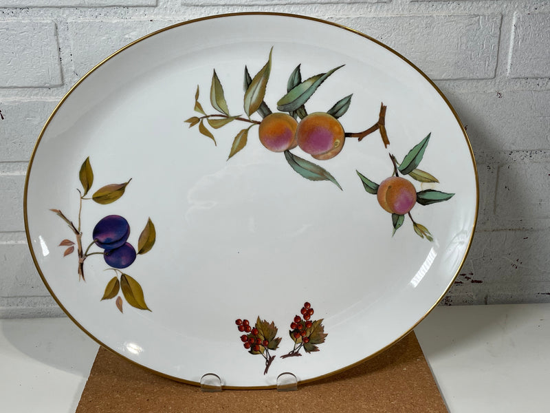 Royal Worcester Evesham Gold Oval Serving Platter 15 1/8" X 12 1/4" Fruits