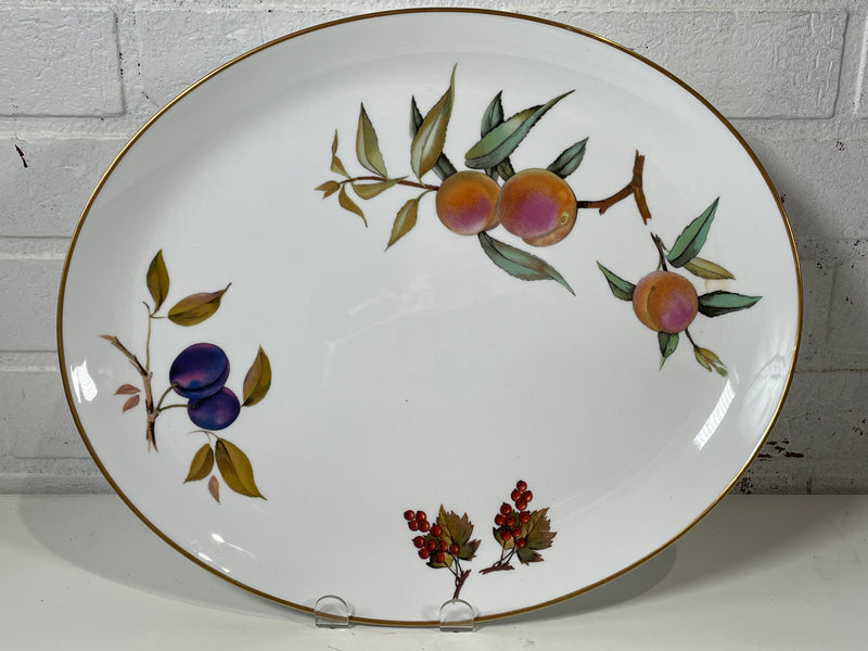 Royal Worcester Evesham Gold Oval Serving Platter 15 1/8" X 12 1/4" Fruits