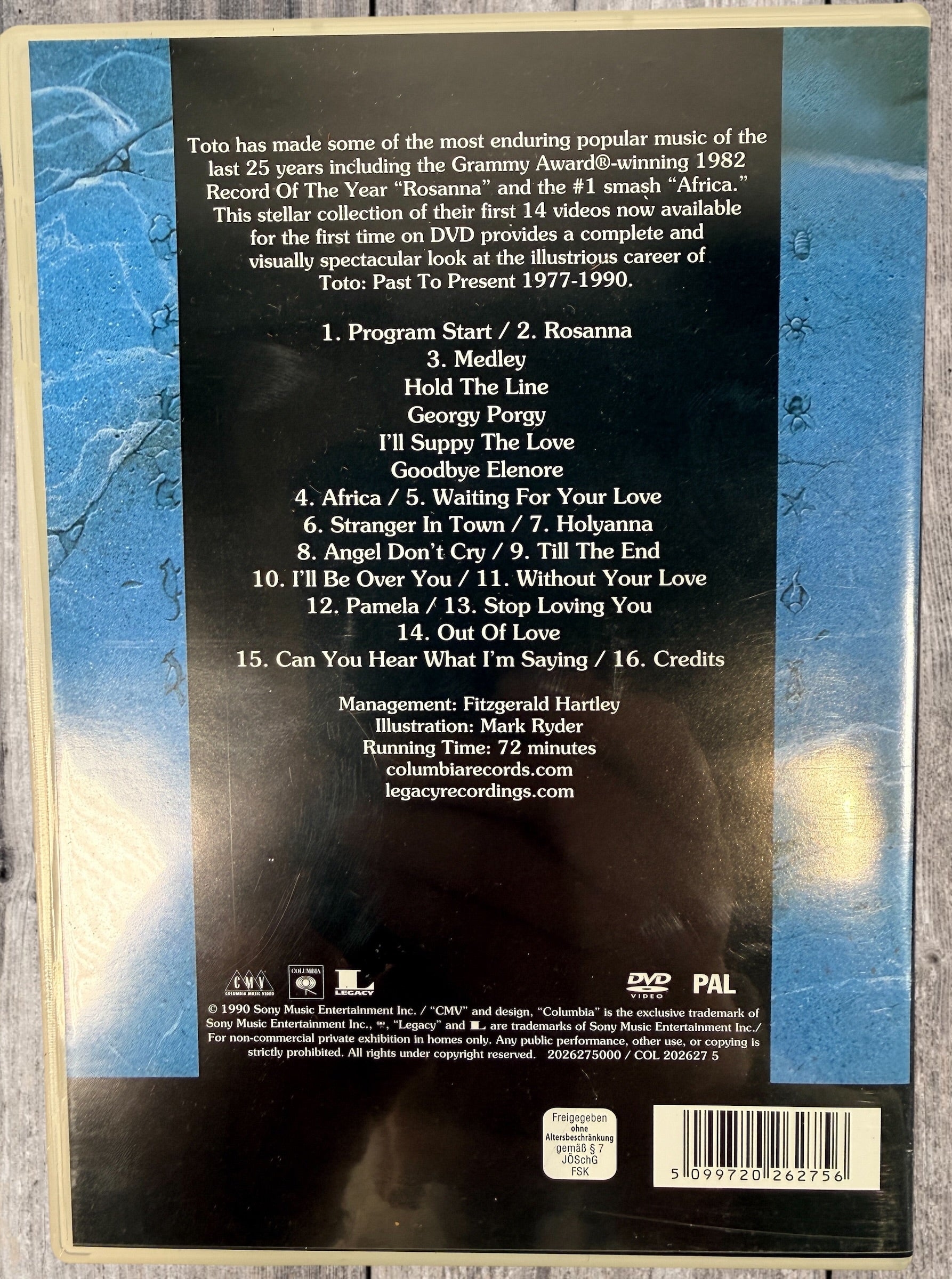 Toto From Past To Present 1977–1990 DVD PAL music video collection featuring Africa, Rosanna and Hold The Line. Official Sony Legacy release, good condition.