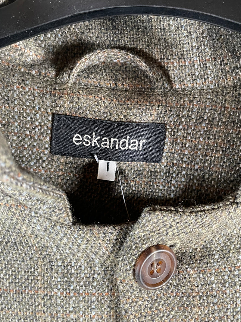 Eskandar Sz 1 , Beautiful GREEN/ Tweed, Linen, Shirt Jacket Tunic Lux