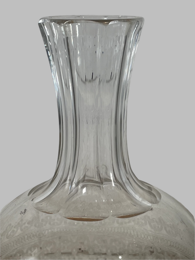 Fostoria Cloverleaf ? Carafe à décanter Bouteille d'eau 8 3/4" de haut gravée "Abiah"