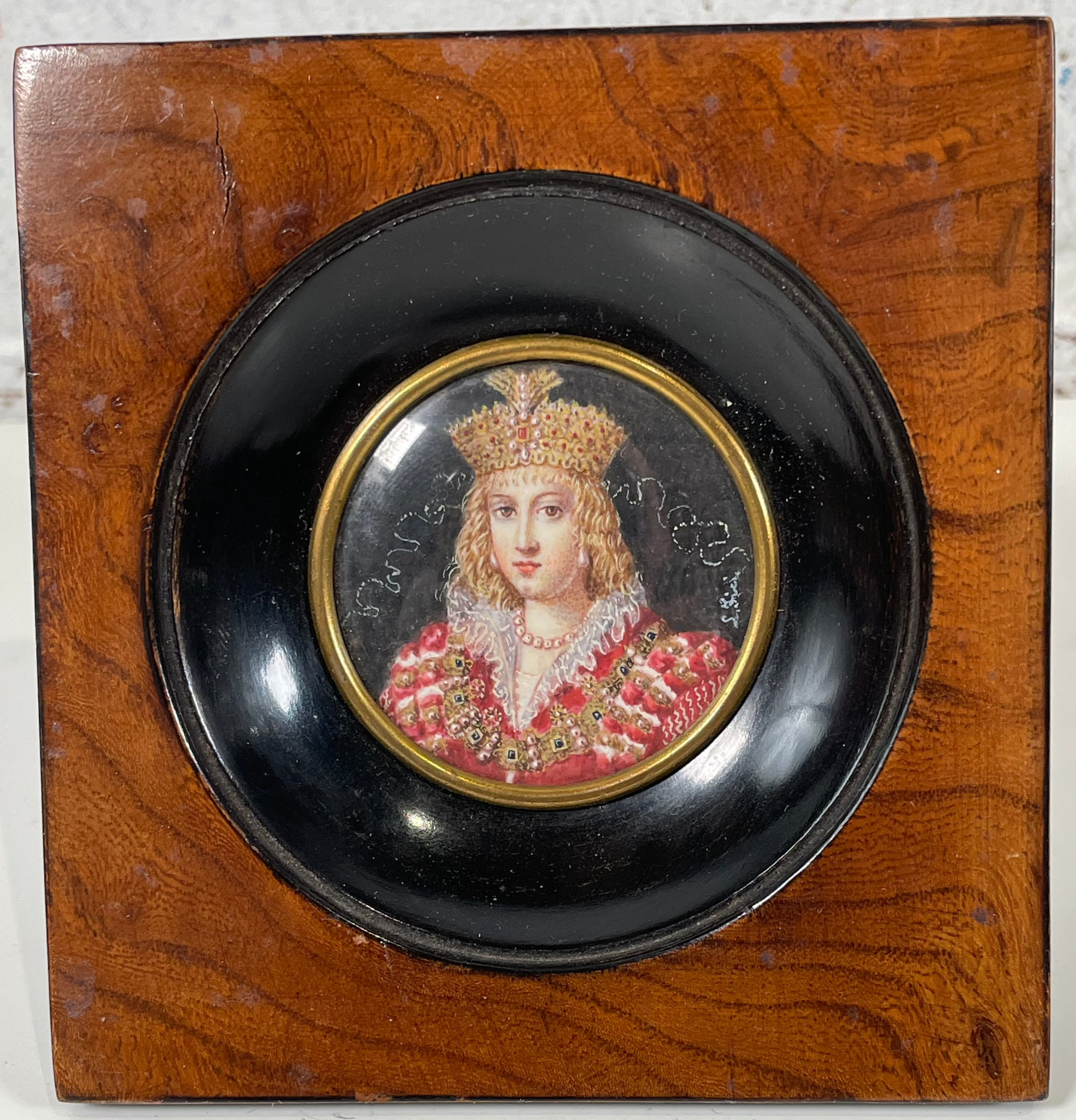 Portrait miniature victorien antique encadré, vers 1800