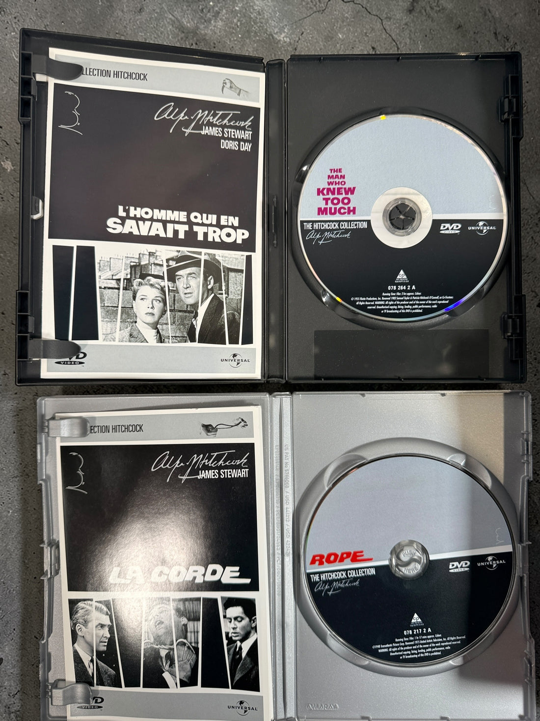 Six Alfred Hitchcock classics on DVD including Rope, Dial M for Murder, Spellbound and Torn Curtain. Universal Hitchcock Collection releases in good condition.