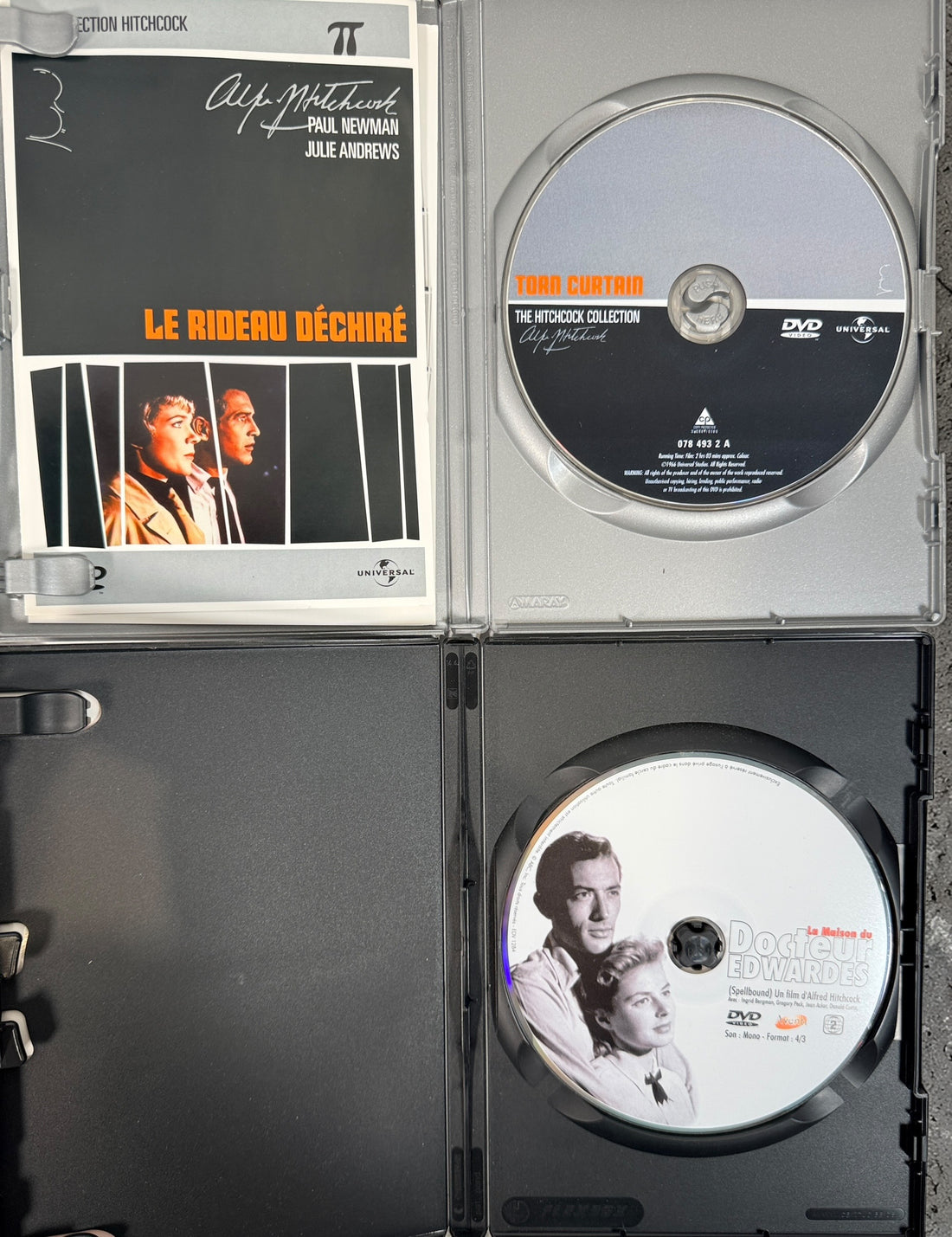 Six Alfred Hitchcock classics on DVD including Rope, Dial M for Murder, Spellbound and Torn Curtain. Universal Hitchcock Collection releases in good condition.