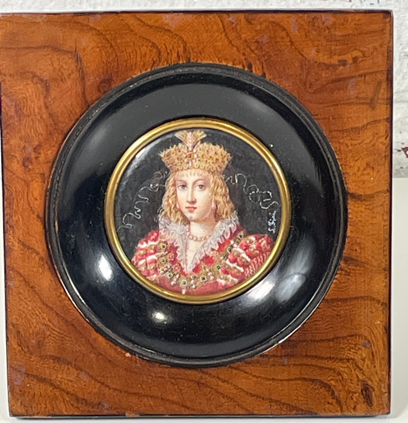 Portrait miniature victorien antique encadré, vers 1800