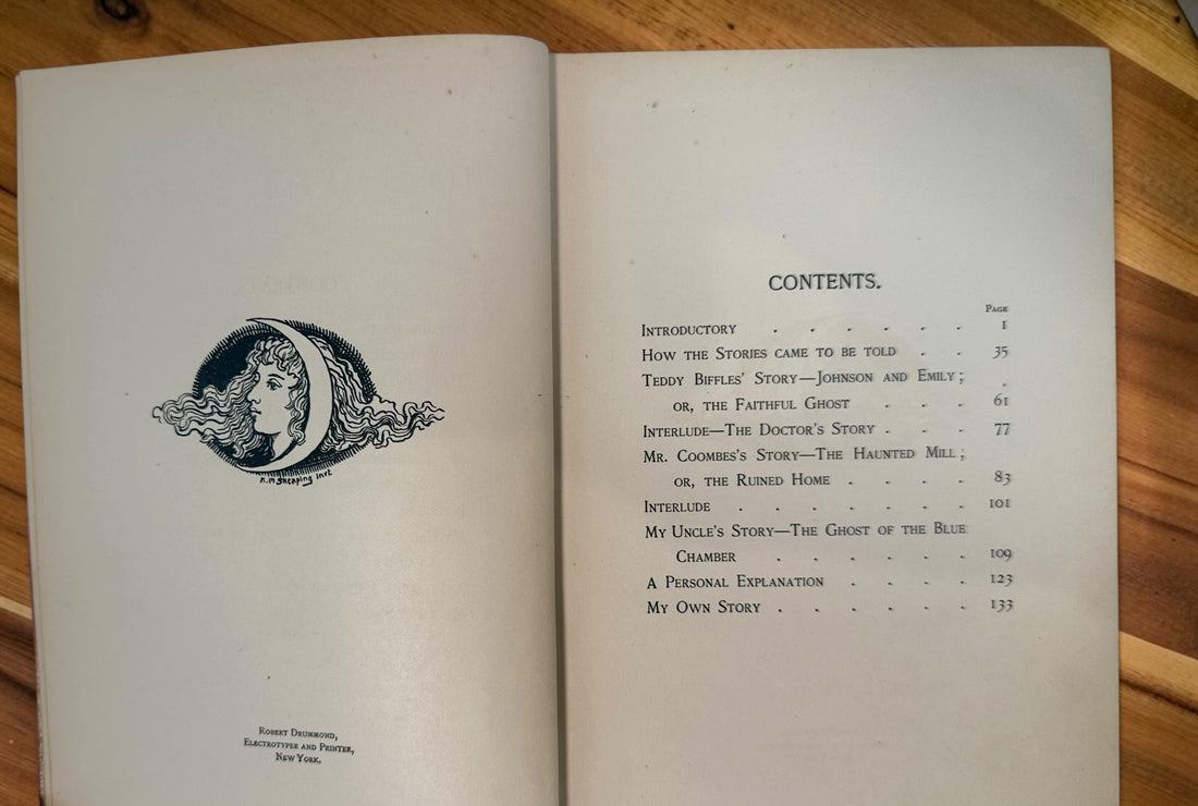 1891 Told After Supper by Jerome K. Jerome, Henry Holt First American Edition, illustrated by Kenneth M. Skeaping. Antique Victorian ghost story book.