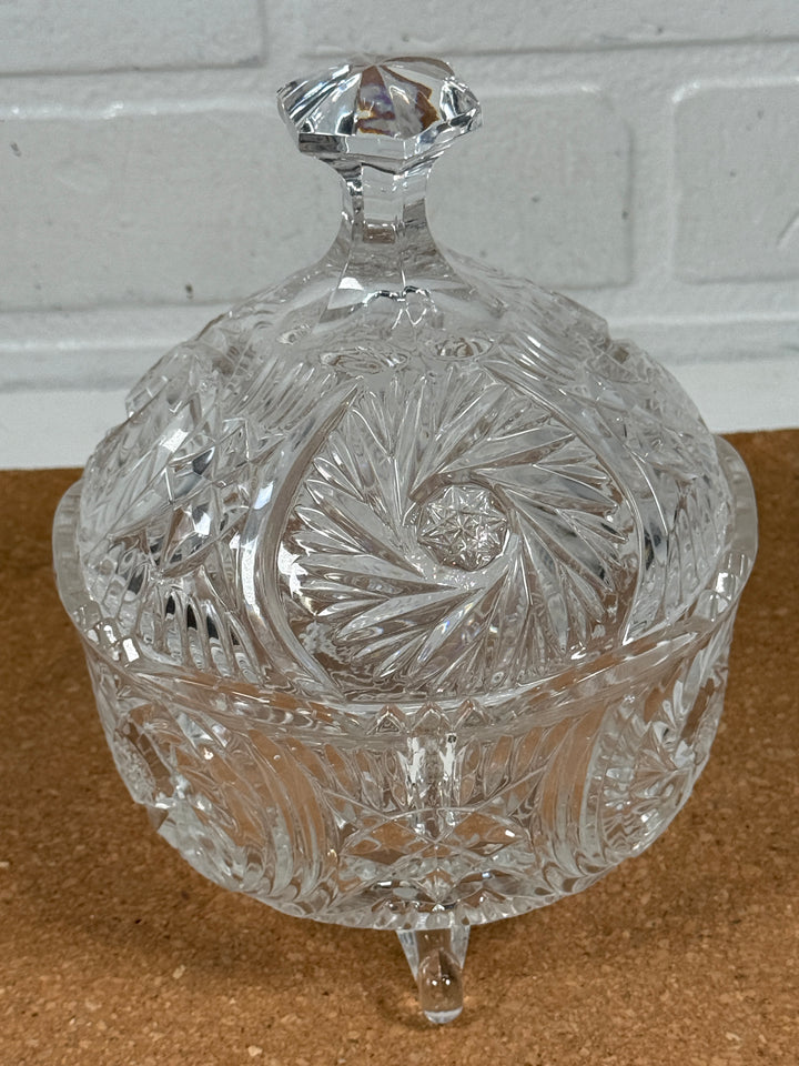 Vintage Lead Crystal Candy Dish With Lid Pinwheel With Lid