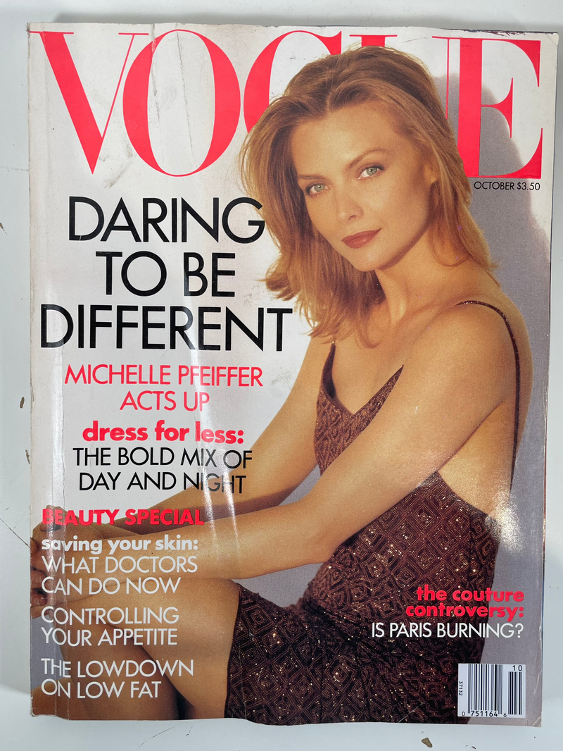 Vintage Vogue Magazine October 1991 Featuring Michelle Pfeiffer.