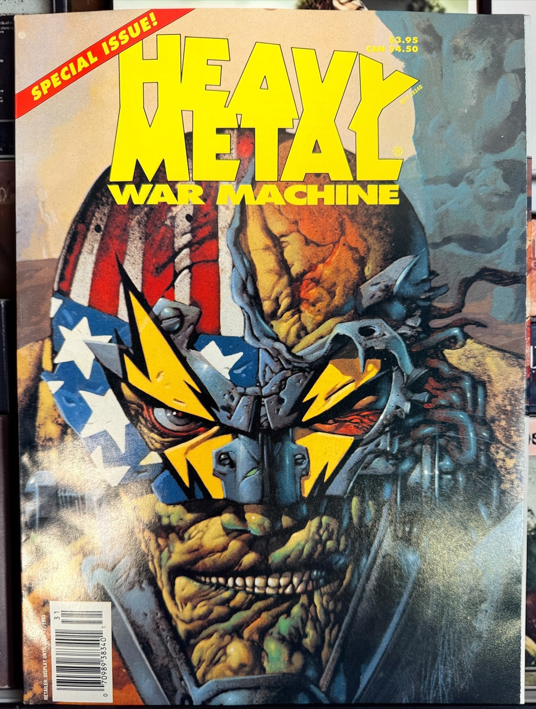 1993 Heavy Metal War Machine Vol. 7 #1 special featuring Simon Bisley cover art, Rogue Trooper and Max Carnage. Vintage sci-fi comic collectible.