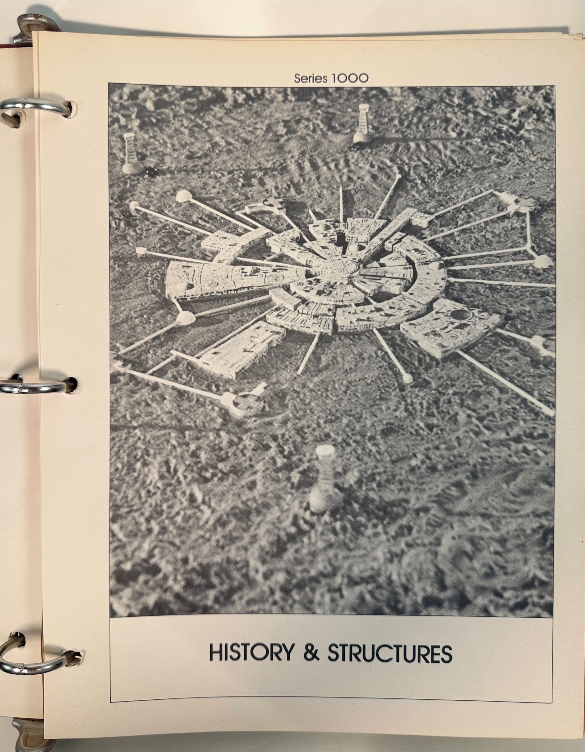 1977 Space: 1999 Moonbase Alpha Technical Notebook, first printing by Starlog. Illustrated vintage reference in red binder. See condition and completeness notes.