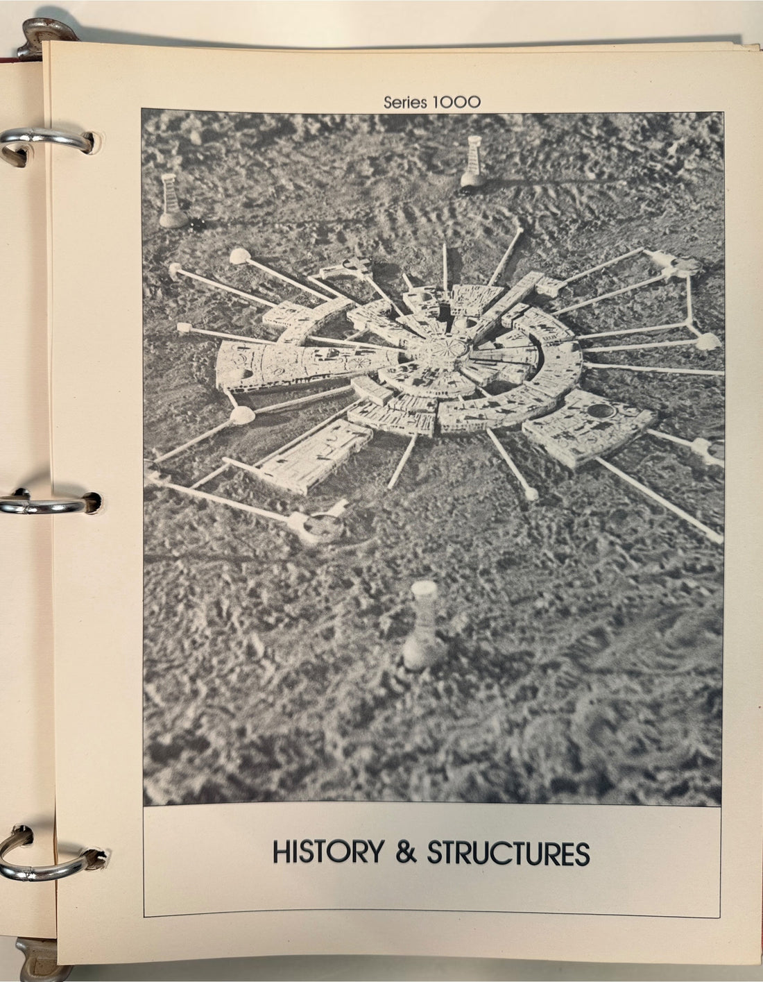 1977 Space: 1999 Moonbase Alpha Technical Notebook, first printing by Starlog. Illustrated vintage reference in red binder. See condition and completeness notes.