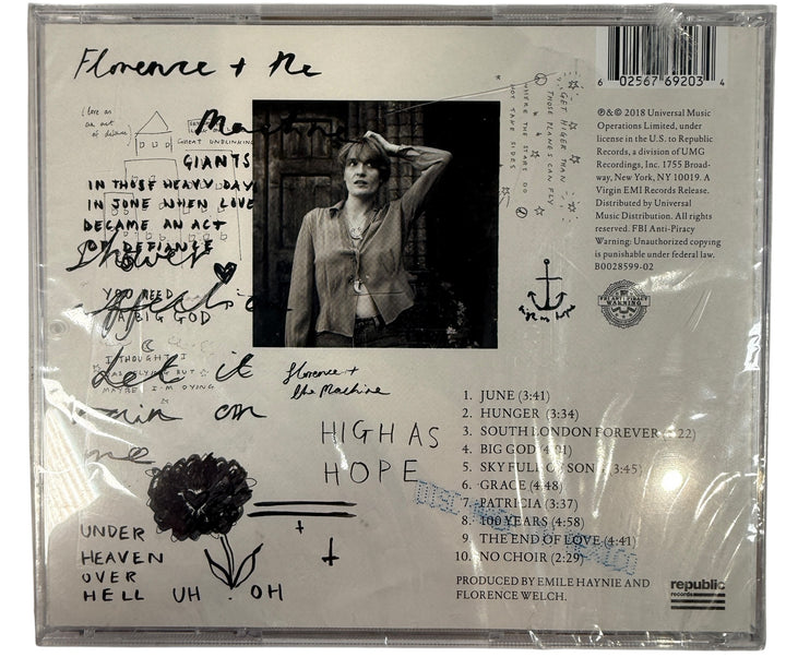 Florence + The Machine High As Hope 2018 factory sealed CD, Made in Mexico pressing with original hype sticker. Includes Hunger and Big God.