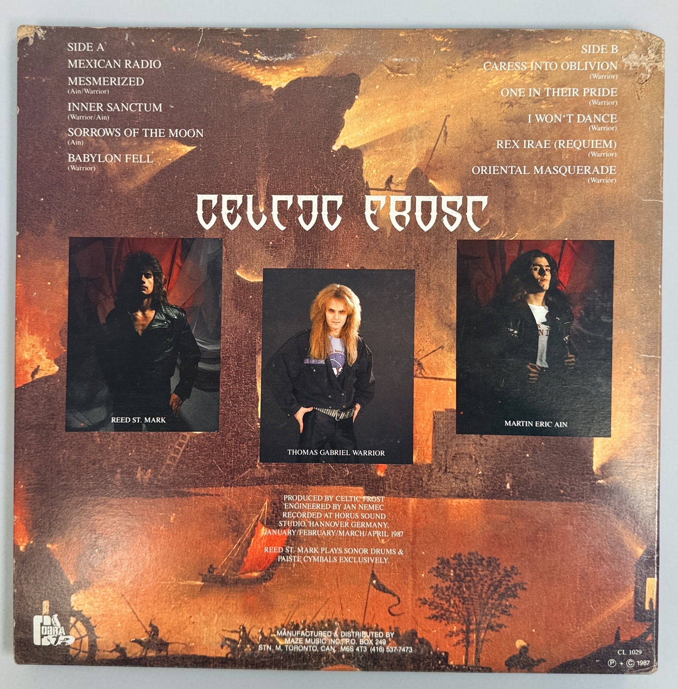 Celtic Frost Into the Pandemonium 1987 Canadian vinyl LP CL 1029. Original Cobra/Maze gatefold pressing of the influential extreme metal classic.