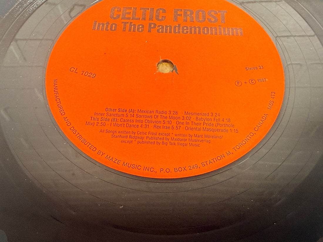 Celtic Frost Into the Pandemonium 1987 Canadian vinyl LP CL 1029. Original Cobra/Maze gatefold pressing of the influential extreme metal classic.