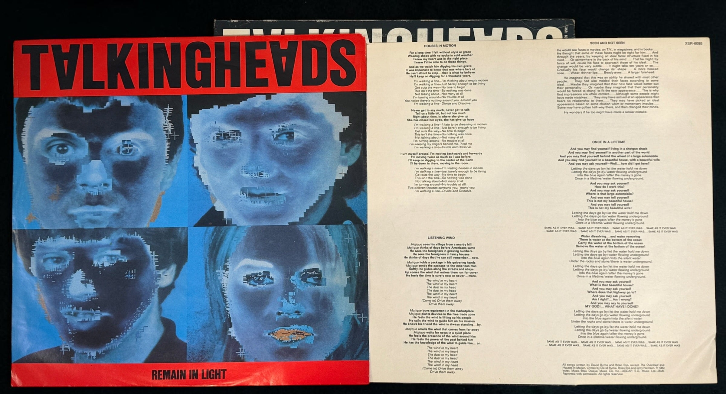 1980 Talking Heads Remain in Light Canadian vinyl LP XSR 6095 on Sire Records with original illustrated inner sleeve and lyric insert.