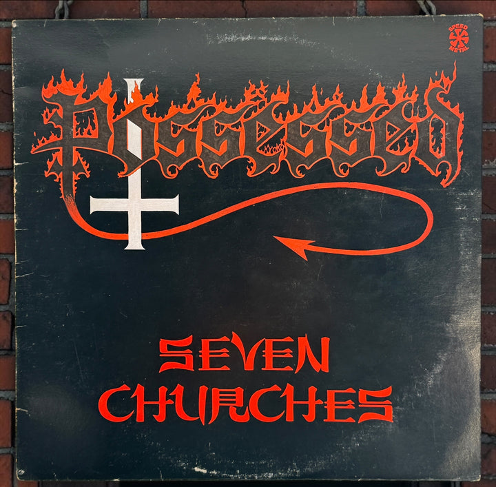 1985 Possessed Seven Churches vinyl LP on Banzai Records BRC 1965. Original Canadian pressing of the landmark death/thrash metal album.