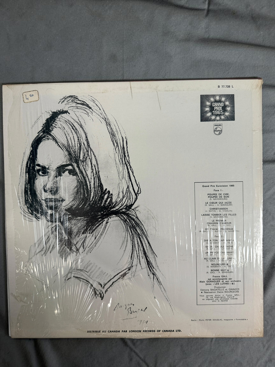 1965 France Gall Poupée de Cire LP, Canadian Philips mono pressing B 77.728 L featuring the Serge Gainsbourg classics Poupée de cire and Laisse tomber les filles.