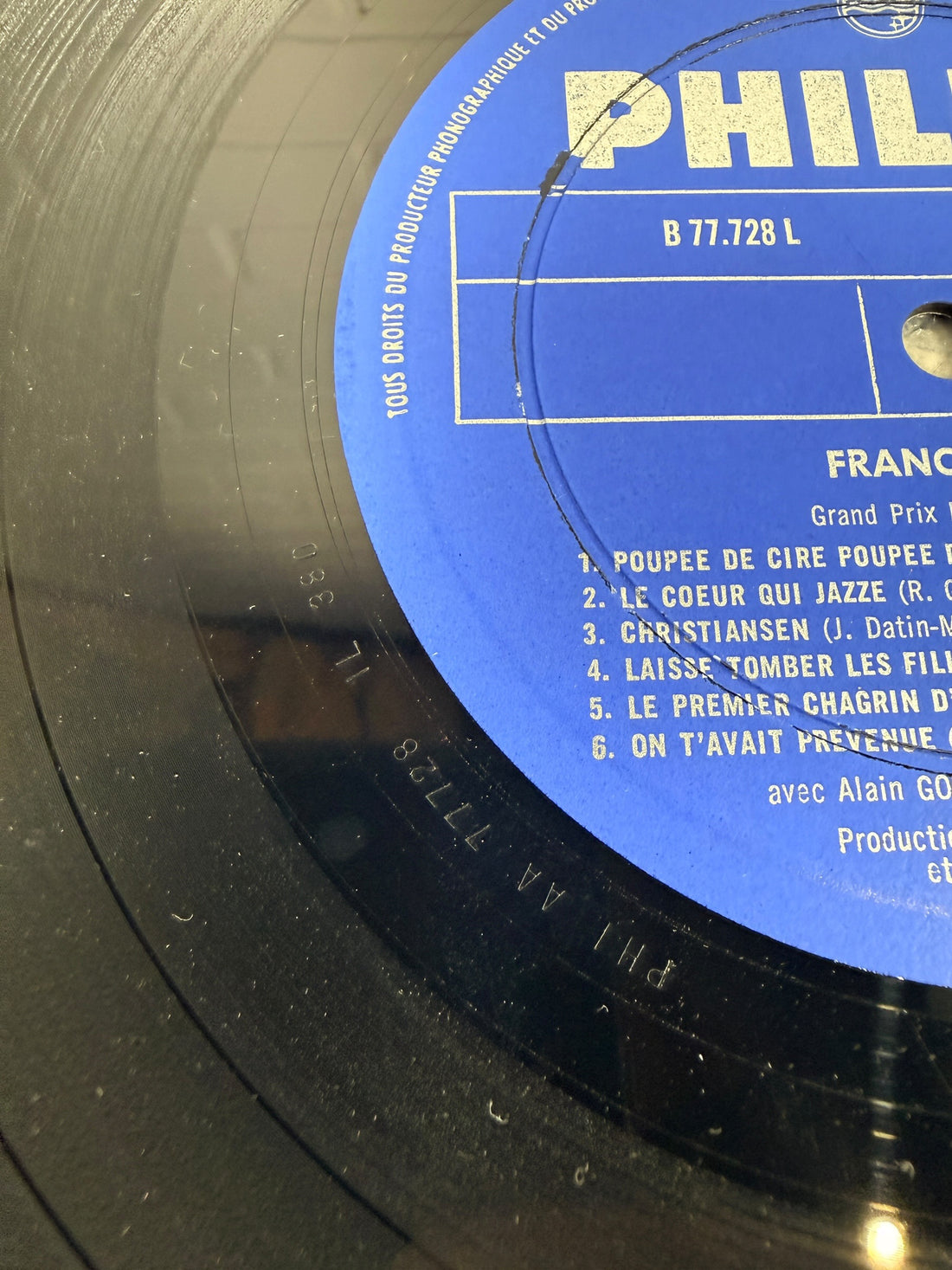 1965 France Gall Poupée de Cire LP, Canadian Philips mono pressing B 77.728 L featuring the Serge Gainsbourg classics Poupée de cire and Laisse tomber les filles.