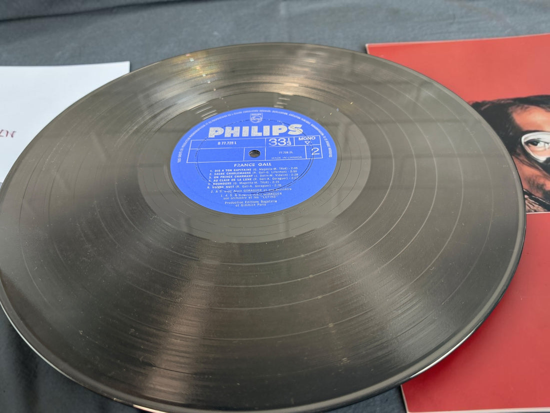 1965 France Gall Poupée de Cire LP, Canadian Philips mono pressing B 77.728 L featuring the Serge Gainsbourg classics Poupée de cire and Laisse tomber les filles.