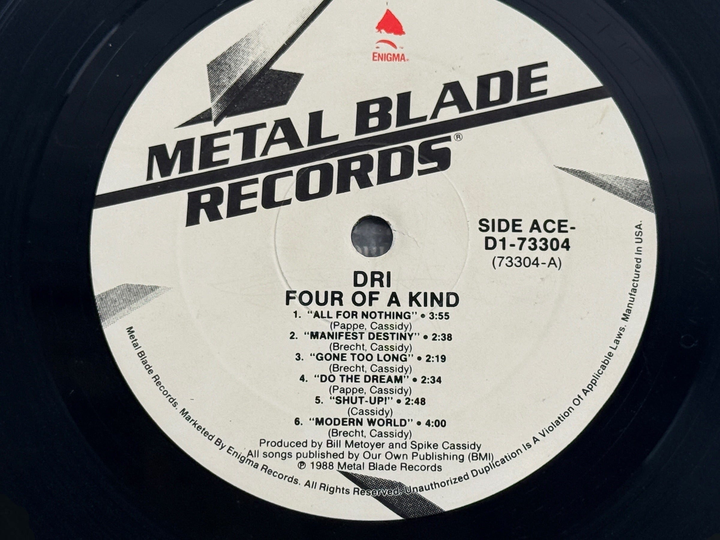 Original 1988 D.R.I. 4 of a Kind vinyl LP on Metal Blade Records, D1-73304. Classic crossover thrash and hardcore punk collectible.
