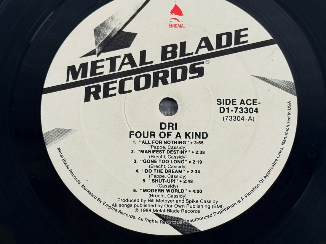 Original 1988 D.R.I. 4 of a Kind vinyl LP on Metal Blade Records, D1-73304. Classic crossover thrash and hardcore punk collectible.