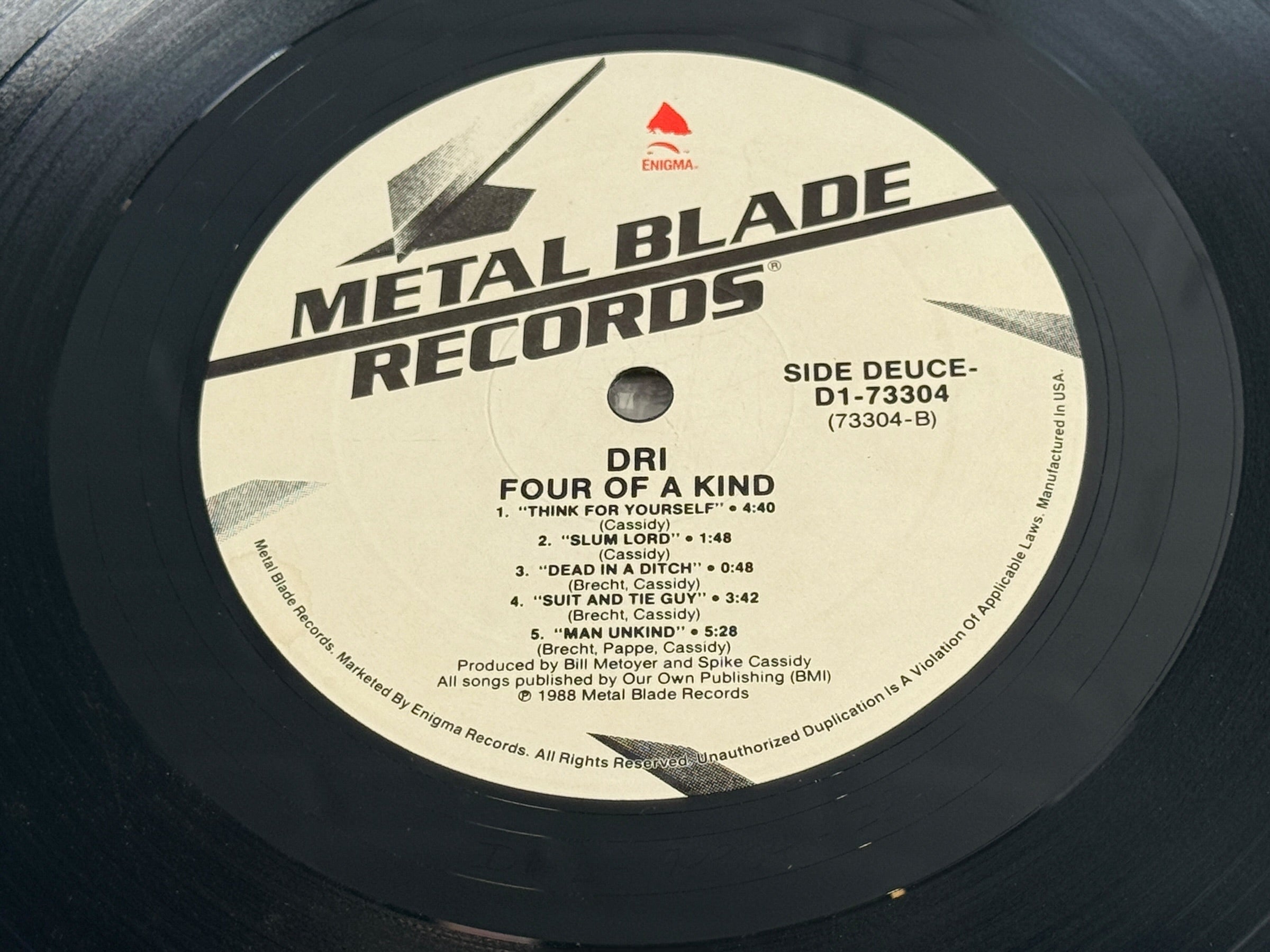 Original 1988 D.R.I. 4 of a Kind vinyl LP on Metal Blade Records, D1-73304. Classic crossover thrash and hardcore punk collectible.