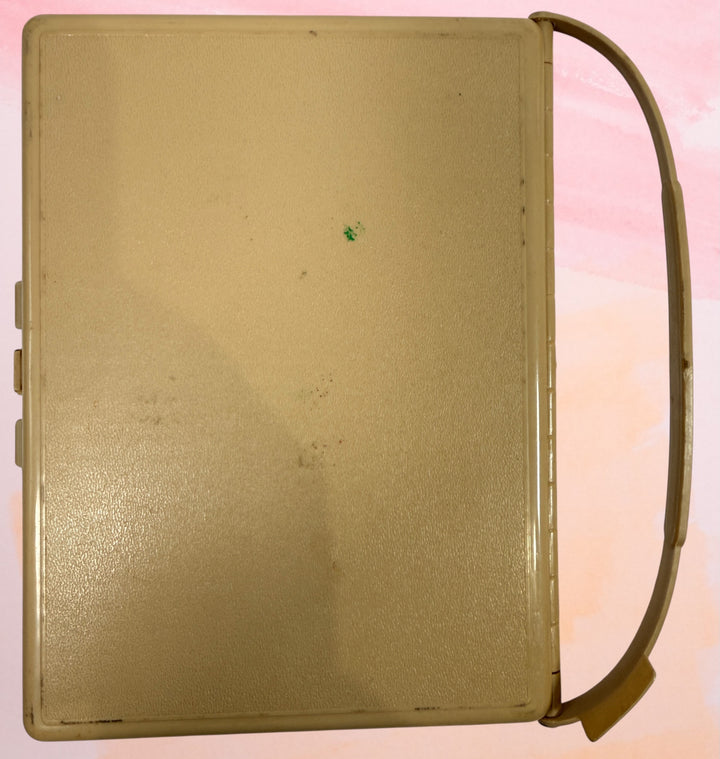 Vintage Provigo Mémo-rette grocery checklist board with strawberry logo. Quebec 1970s reusable sliding shopping planner in excellent condition