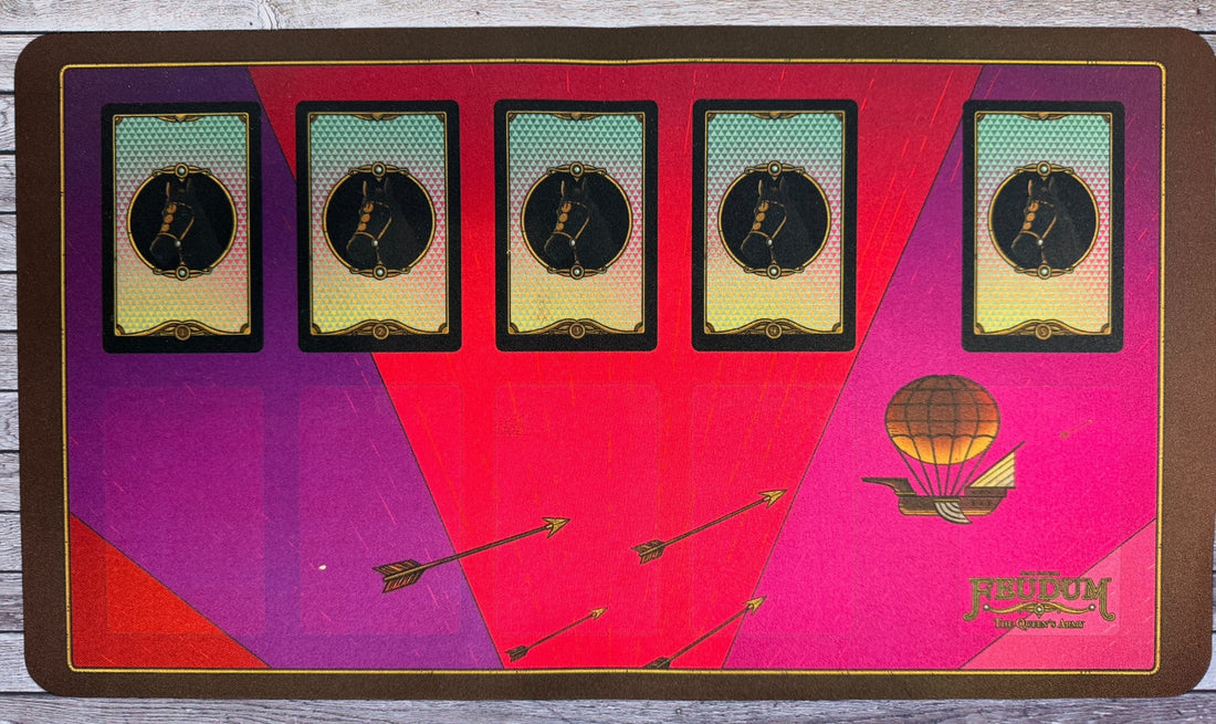 Official Feudum The Queen’s Army neoprene player mat. Kickstarter accessory by Odd Bird Games. Premium stitched-edge faction playmat in clean condition.