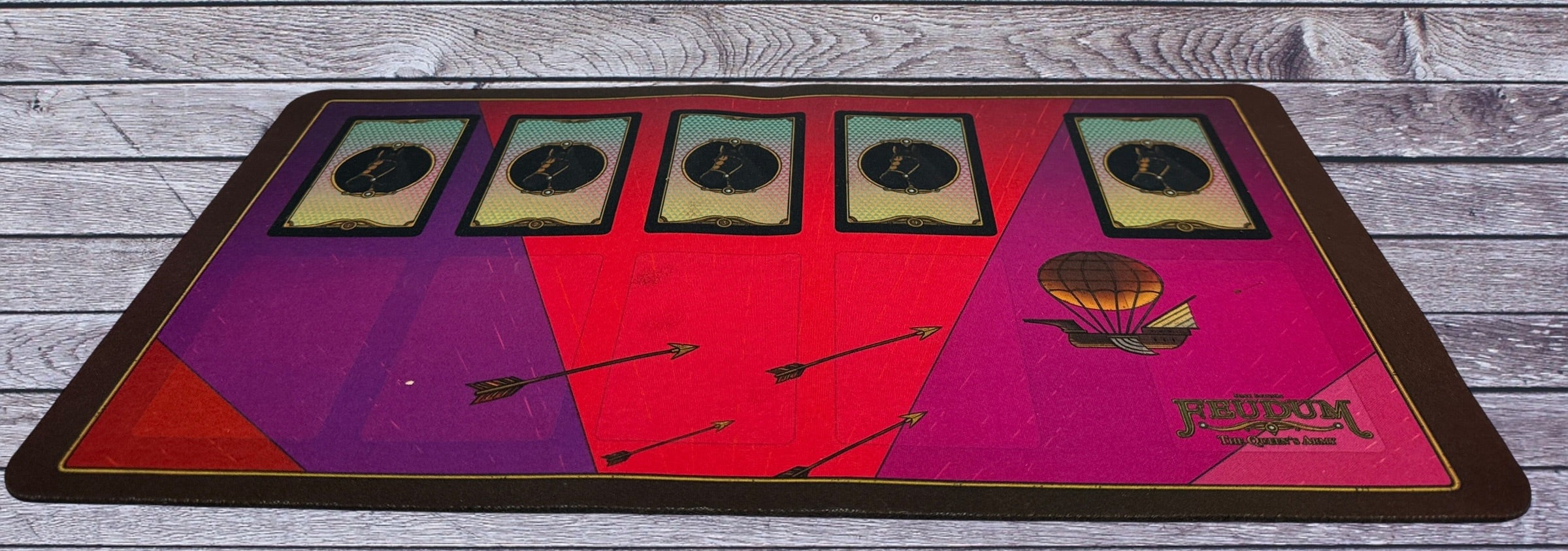 Official Feudum The Queen’s Army neoprene player mat. Kickstarter accessory by Odd Bird Games. Premium stitched-edge faction playmat in clean condition.