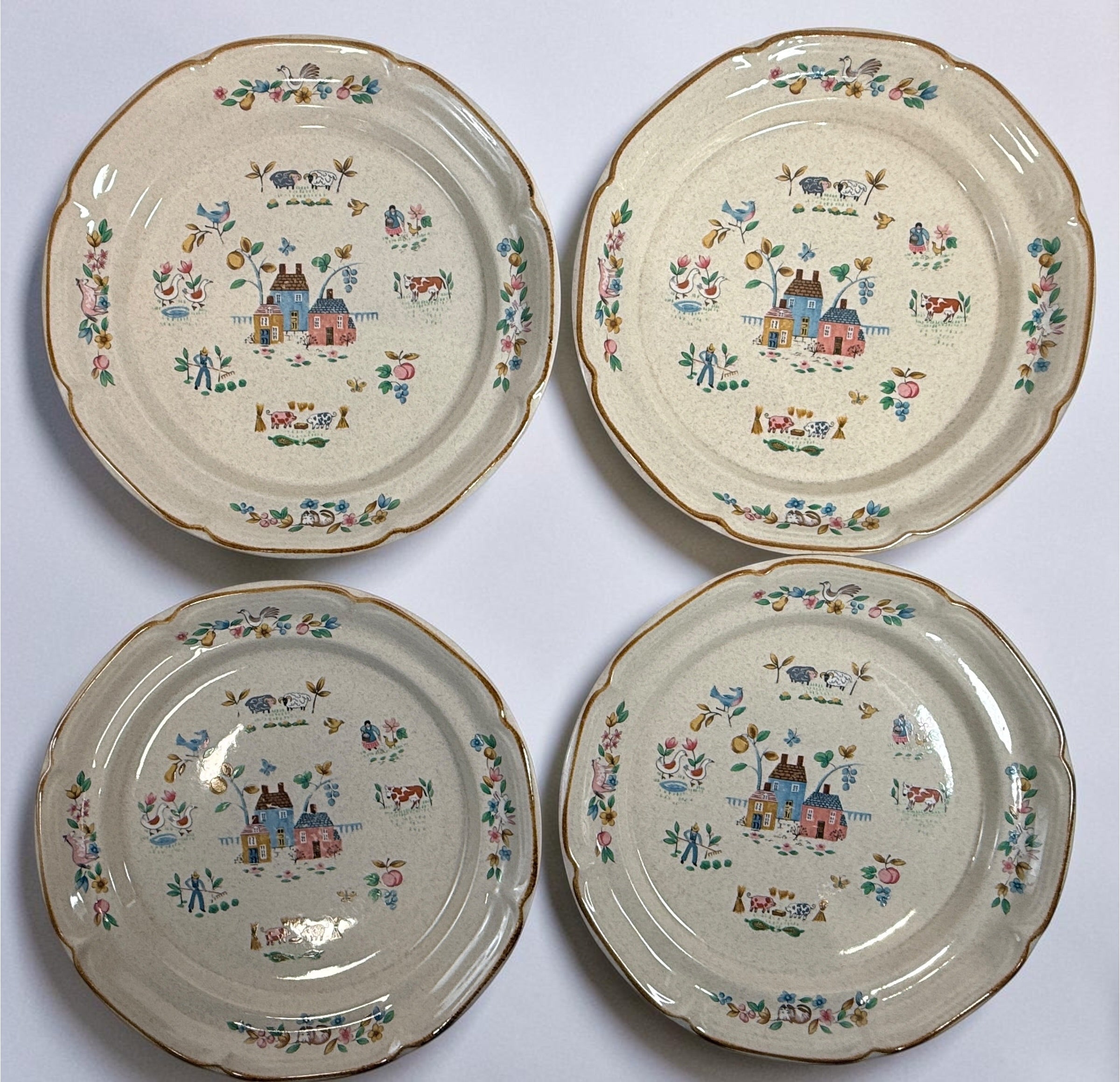 Vintage International China Heartland 7774 stoneware serving platter, made in Japan with colourful farmhouse, animal and floral design. 4 available.