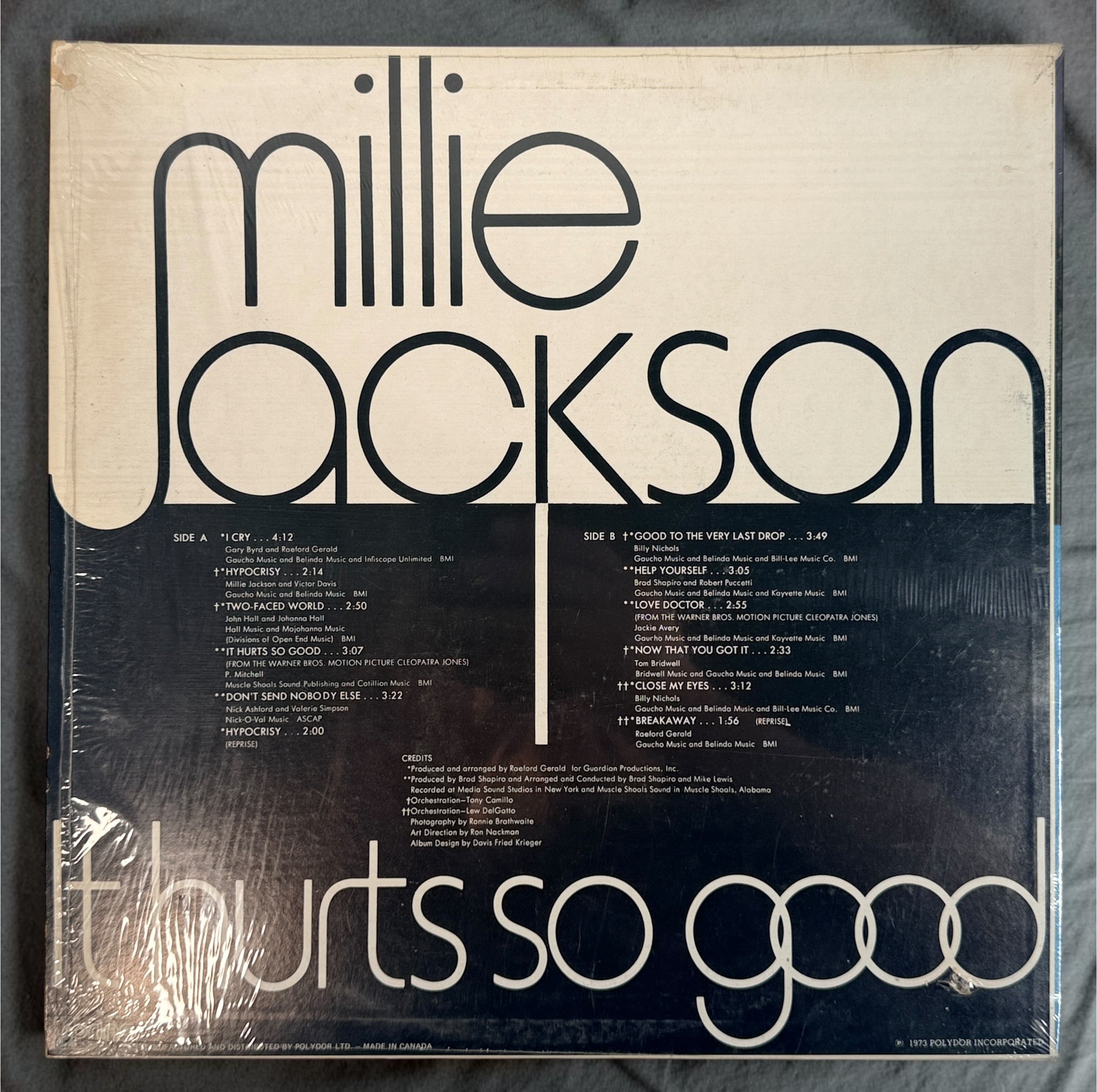1973 Millie Jackson It Hurts So Good vinyl LP, Canadian Spring Records SPR 5706 pressing with original Discus price sticker. Vintage soul R&amp;B record.