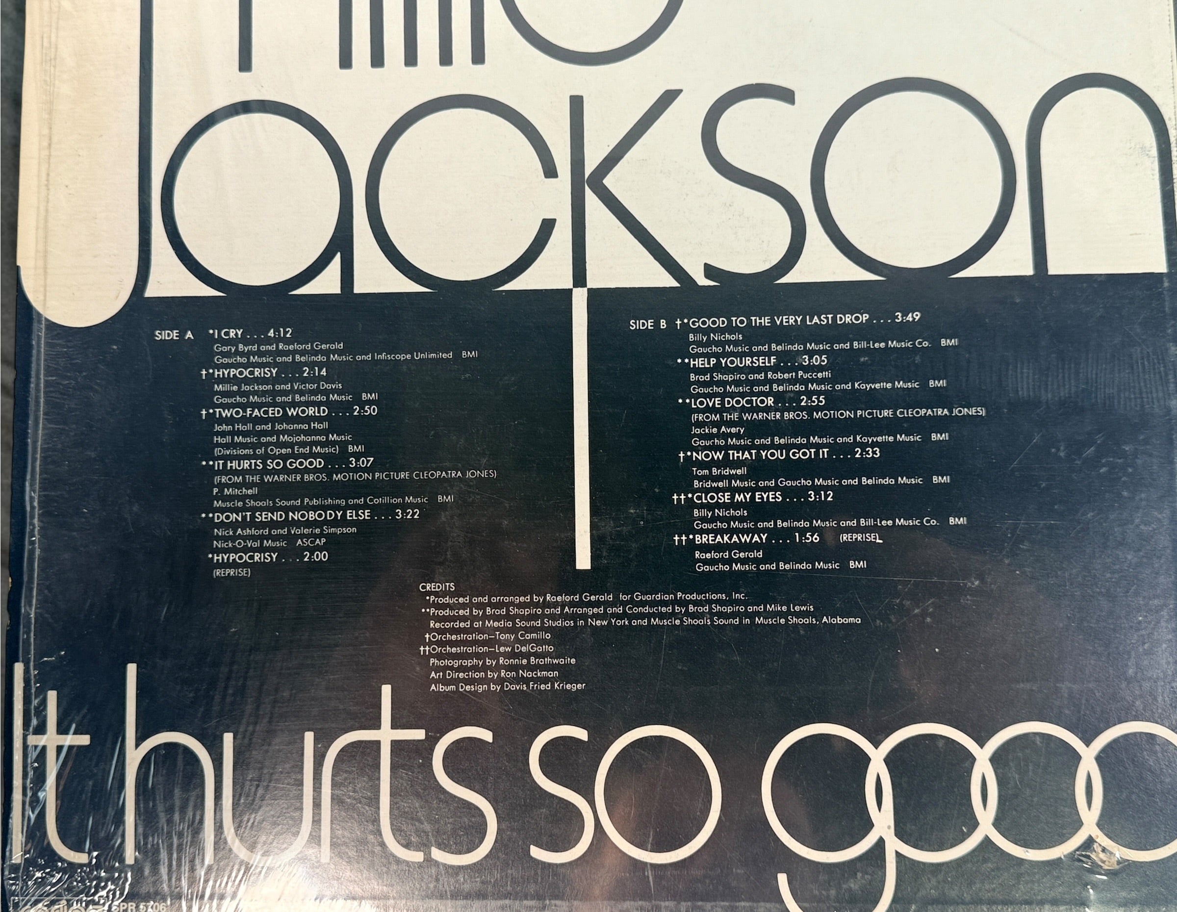 1973 Millie Jackson It Hurts So Good vinyl LP, Canadian Spring Records SPR 5706 pressing with original Discus price sticker. Vintage soul R&amp;B record.