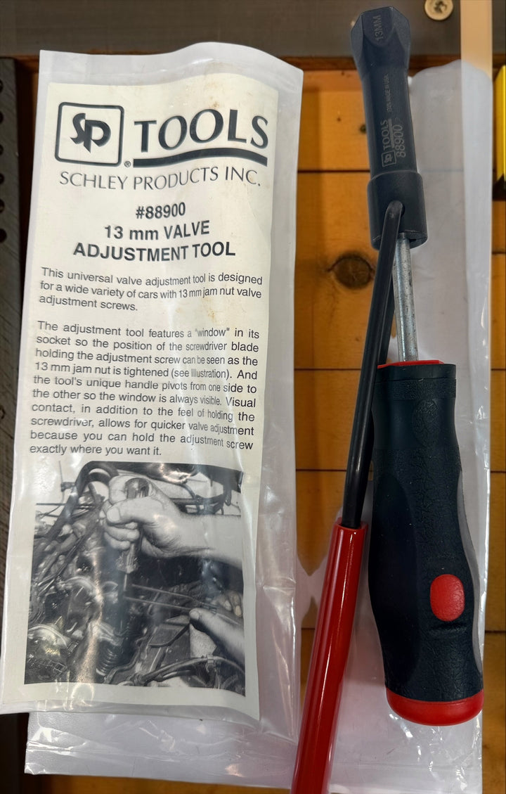 SP Tools Schley #88900 13mm valve adjustment tool, made in USA. Professional automotive hand tool with pivoting handle and original sleeve.
