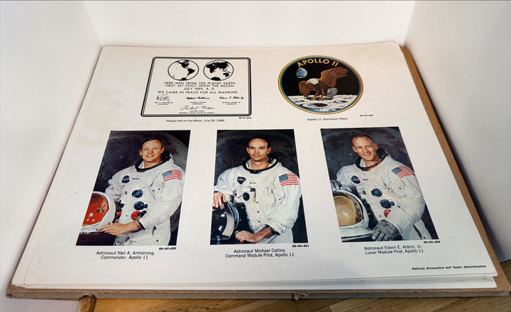 Vintage NASA Apollo lithograph collection with 19 official 11x14 prints and original U.S. Government Printing Office mailing envelope. Apollo 8–11.