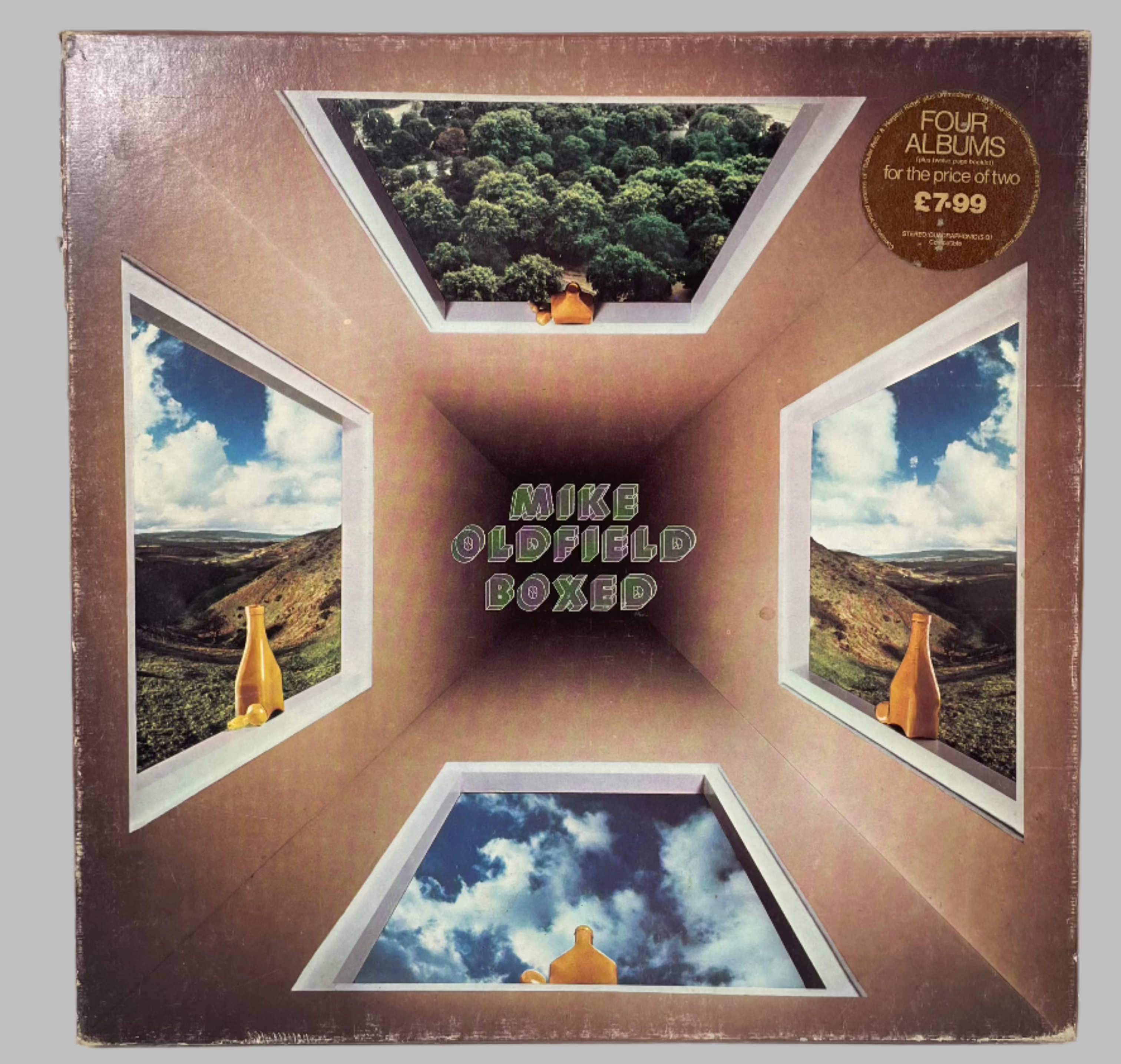 Coffret de compilation vinyle LP 4x Mike Oldfield en boîte Virgin VBOX1.