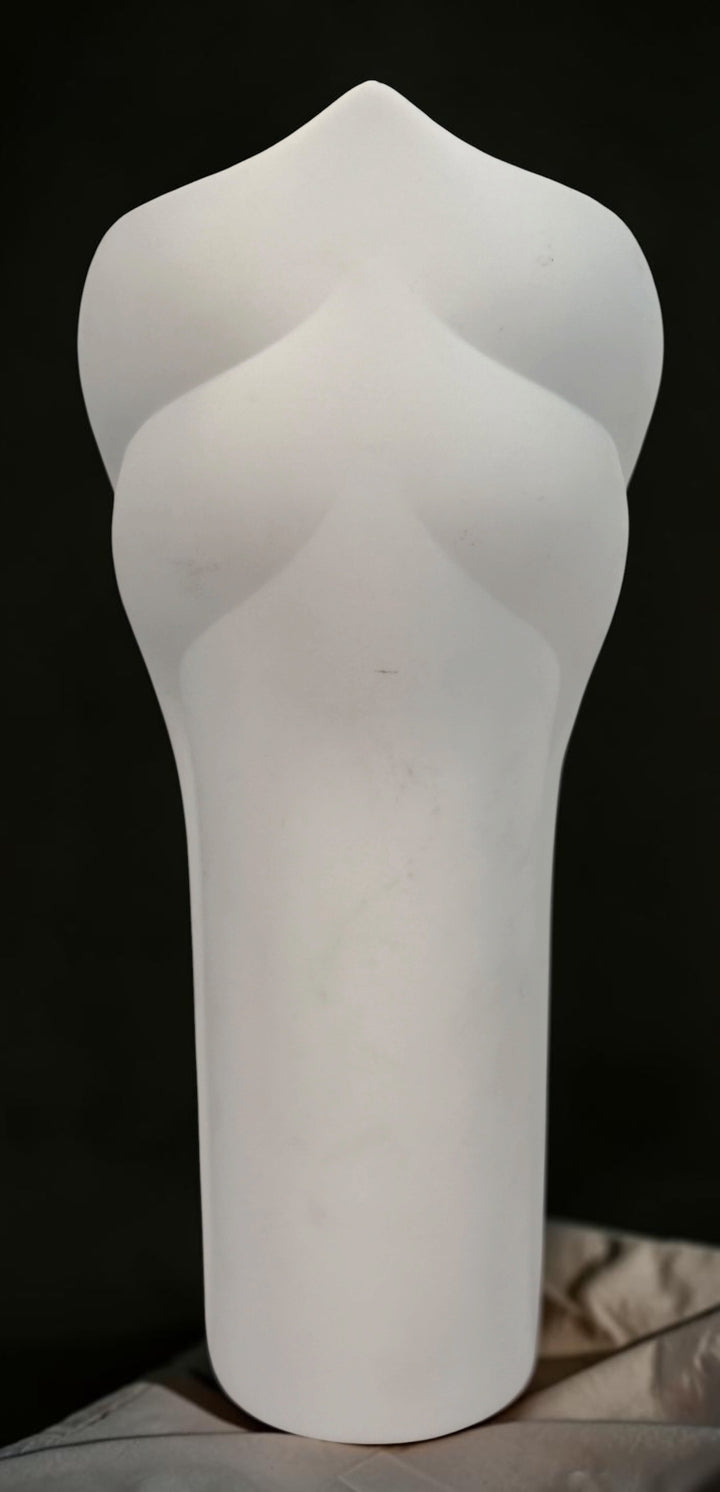 Vintage Rosenthal Studio-Linie German bisque porcelain vase with sculptural leaf relief and matte white modernist design, likely dating to the 1970s