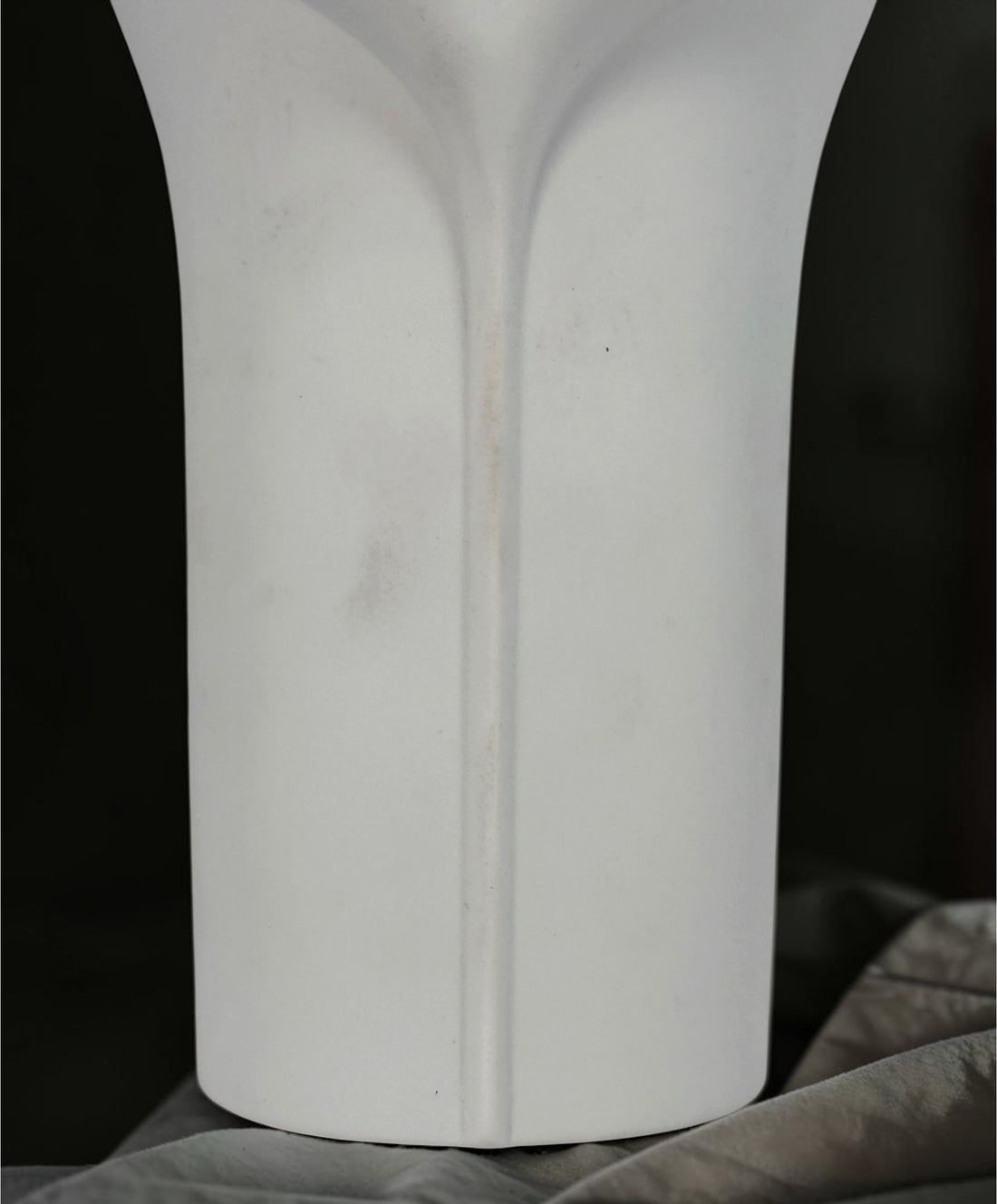 Vintage Rosenthal Studio-Linie German bisque porcelain vase with sculptural leaf relief and matte white modernist design, likely dating to the 1970s