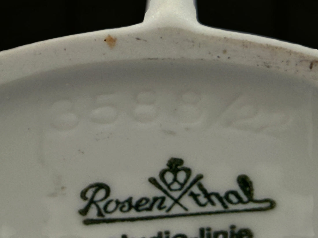 Vintage Rosenthal Studio-Linie German bisque porcelain vase with sculptural leaf relief and matte white modernist design, likely dating to the 1970s
