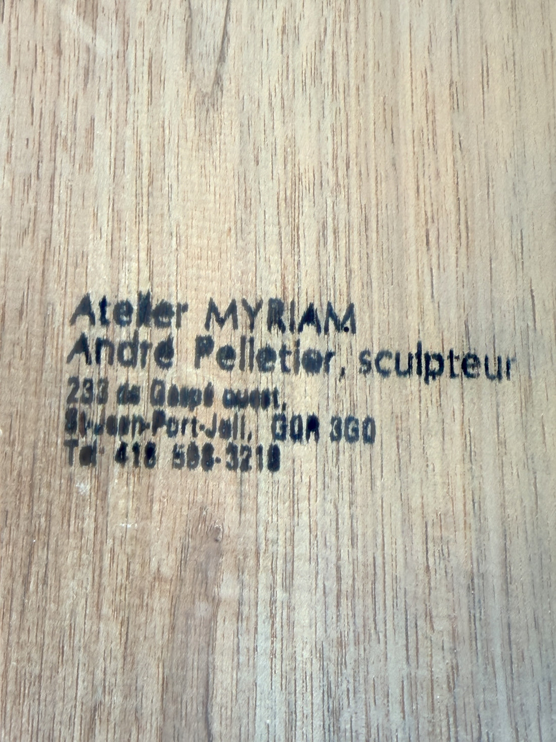 Signed Quebec folk art wood sculpture of Saint Joseph by André Pelletier, 23-inch hand-carved religious wall piece from Atelier MYRIAM.