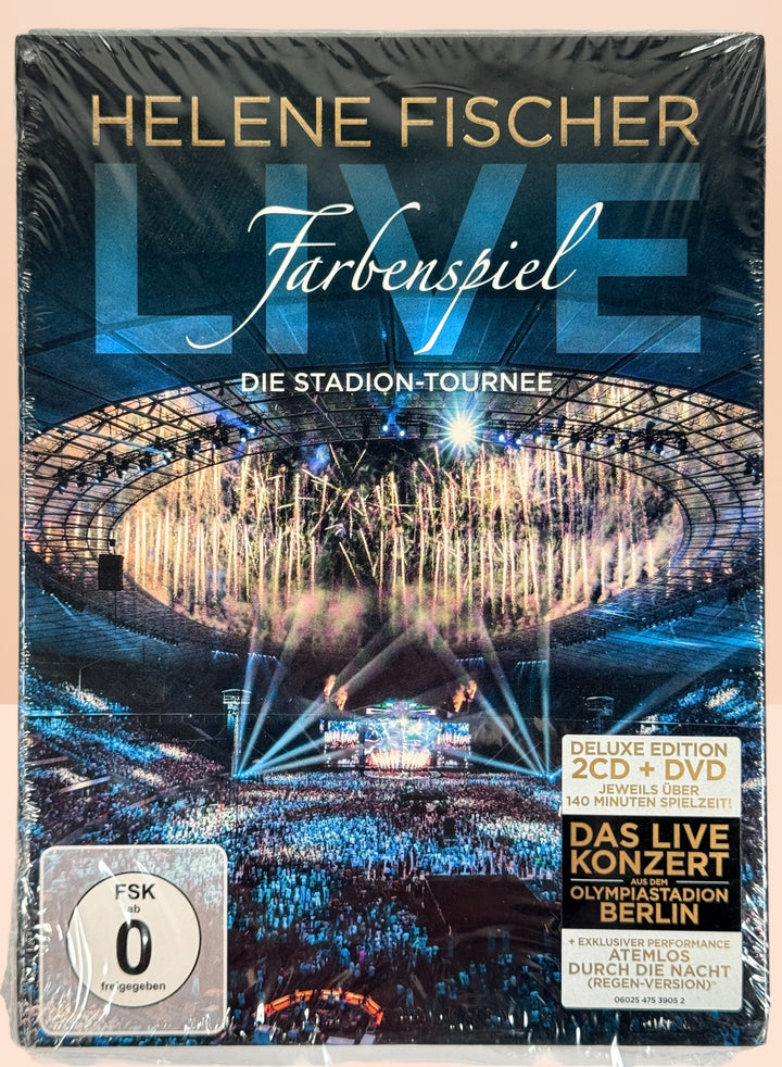 Helene Fischer Farbenspiel Live deluxe edition featuring 2 CDs and concert DVD from the Berlin stadium tour. Factory sealed European pop concert release