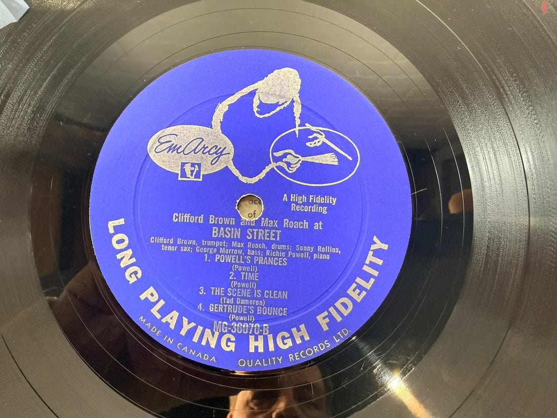 
1956 Clifford Brown &amp; Max Roach At Basin Street Canadian EmArcy MG-36070 mono vinyl LP featuring Sonny Rollins. Original vintage hard-bop jazz record.