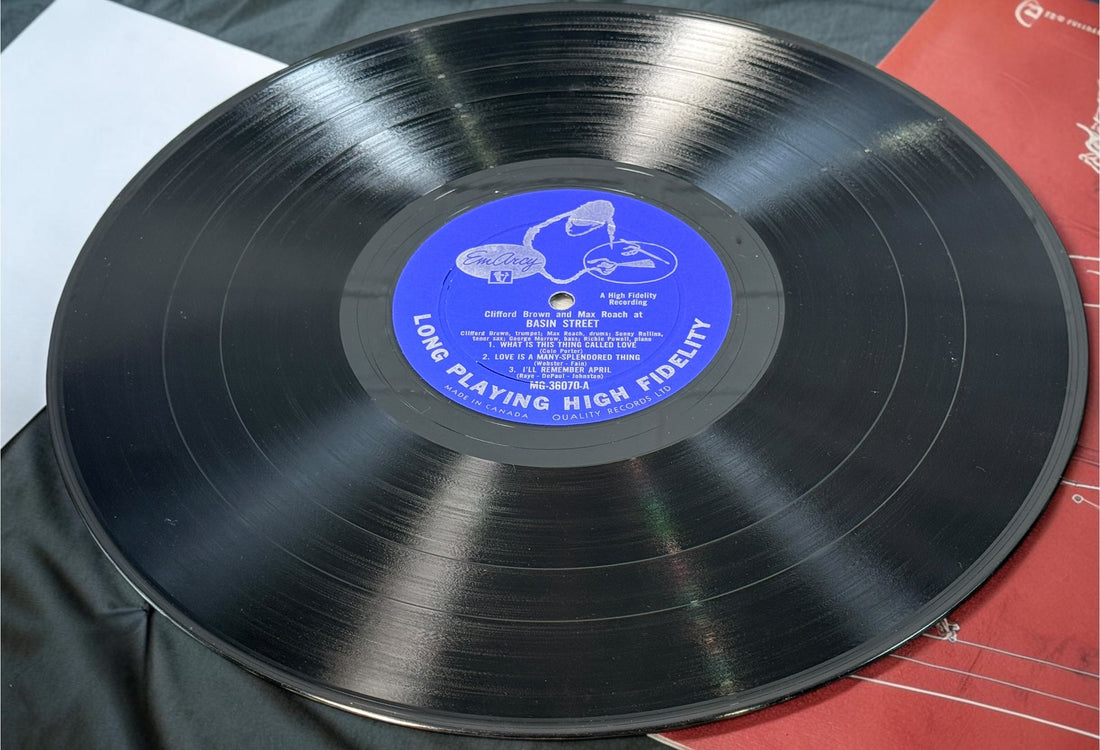 
1956 Clifford Brown &amp; Max Roach At Basin Street Canadian EmArcy MG-36070 mono vinyl LP featuring Sonny Rollins. Original vintage hard-bop jazz record.