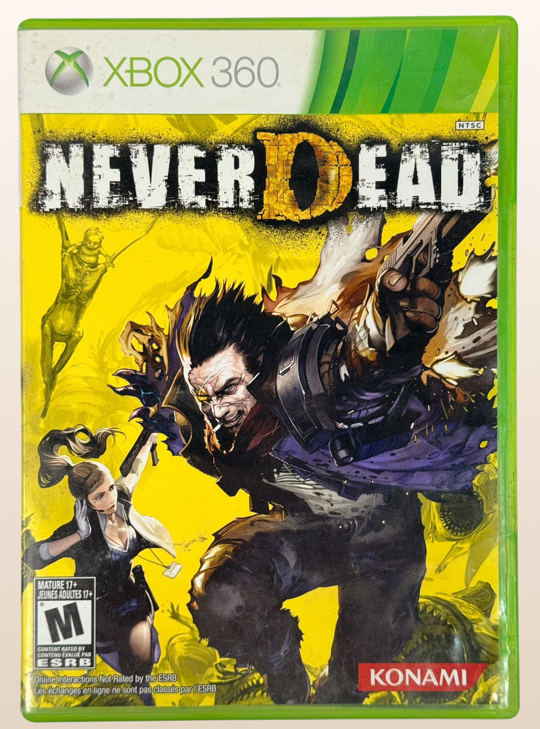 NeverDead for Xbox 360 by Konami. Cult action horror shooter with unique gameplay mechanics. Includes original case and disc in very good condition.