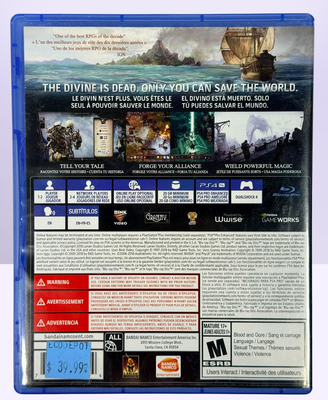 Divinity Original Sin II Definitive Edition PS4 RPG complete with disc and case. Critically acclaimed fantasy role-playing game from Larian Studios.