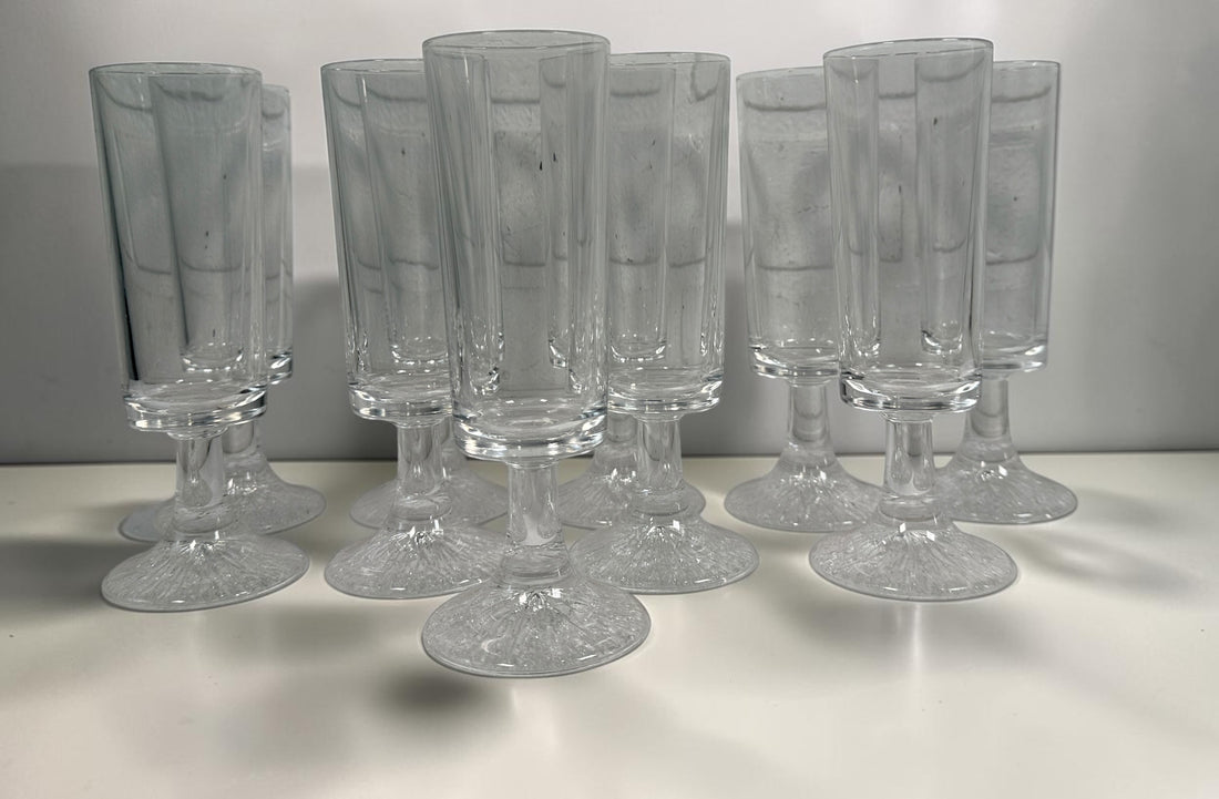 Flûte à champagne vintage de style Iittala finnois – Base texturée