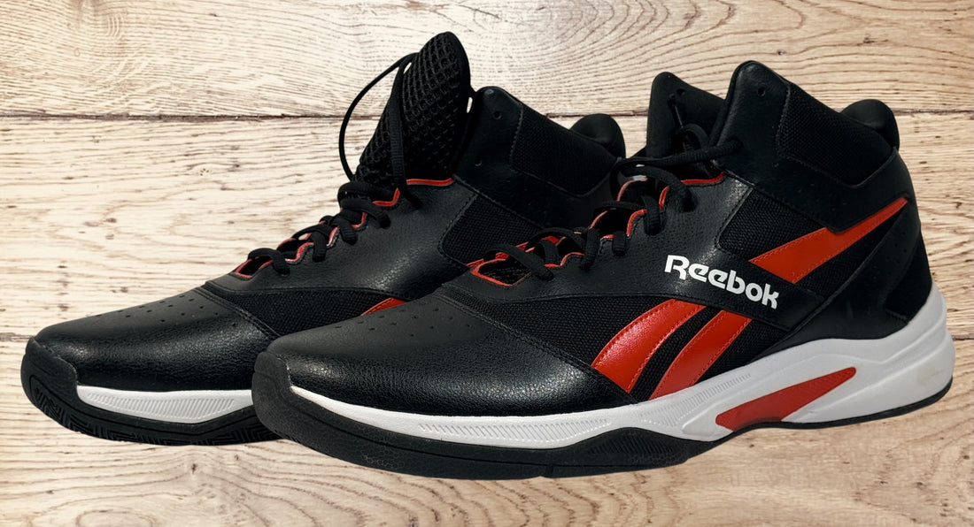Reebok Pro Heritage 3 men’s basketball sneakers black red US 15 in mint condition. Clean mid-top athletic trainers with cushioned support and classic Reebok design.