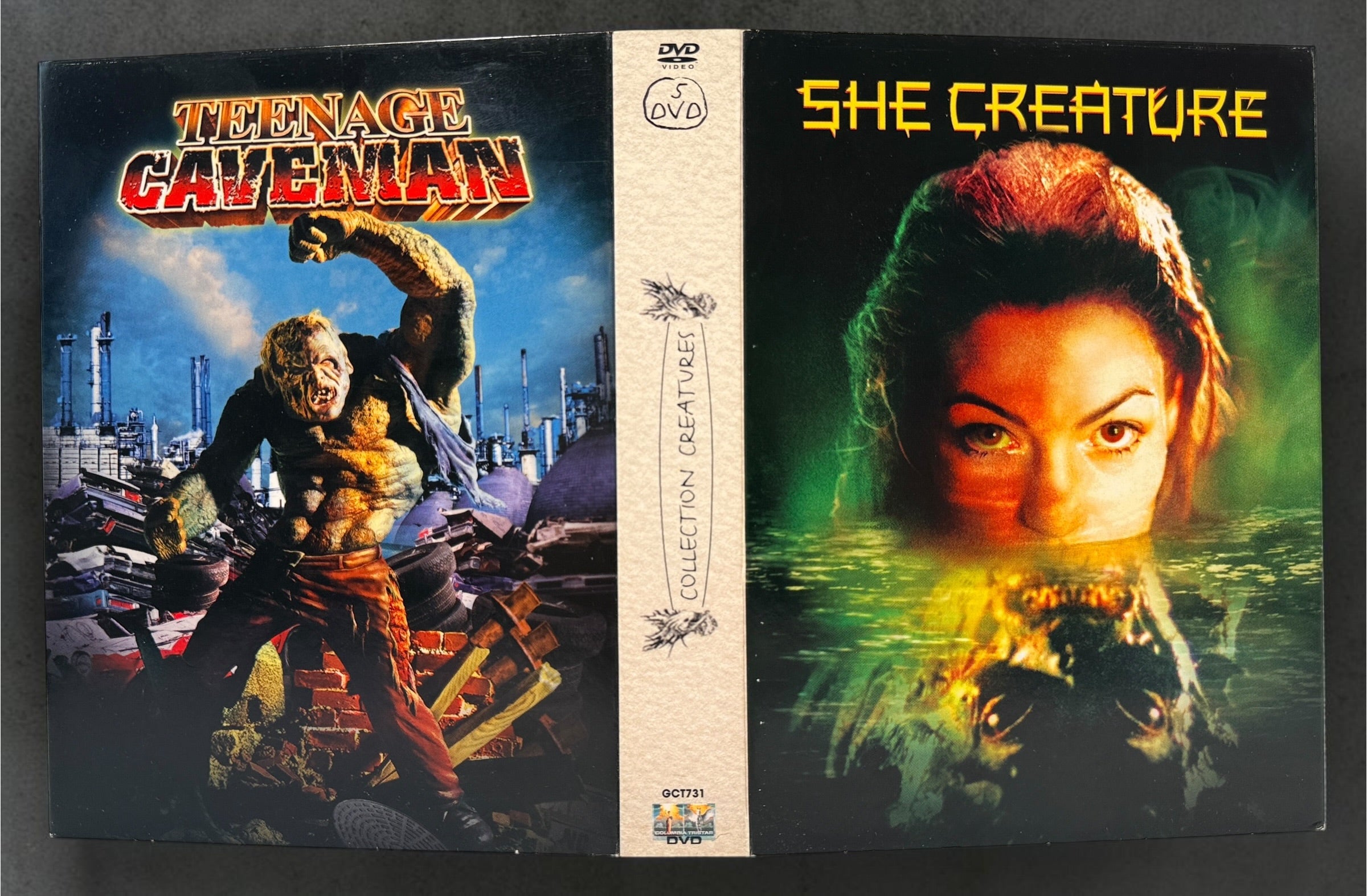 Creature Features 5-DVD Region 2 PAL box set featuring She Creature, Earth vs. the Spider, Teenage Caveman and more. Collectible Stan Winston set.
