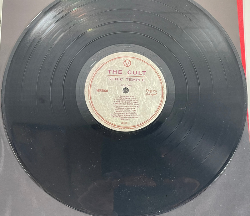 The Cult, Sonic Temple, Vertigo, LP 838 123-1, pochette d'album et vinyle en état neuf